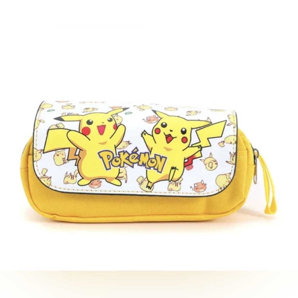 Double zipper pencil or makeup pokemon pika holder